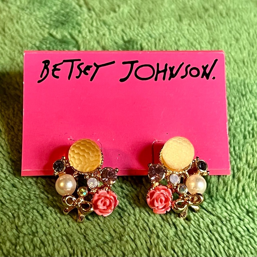 Betsy Johnson Crystal Rose earrings